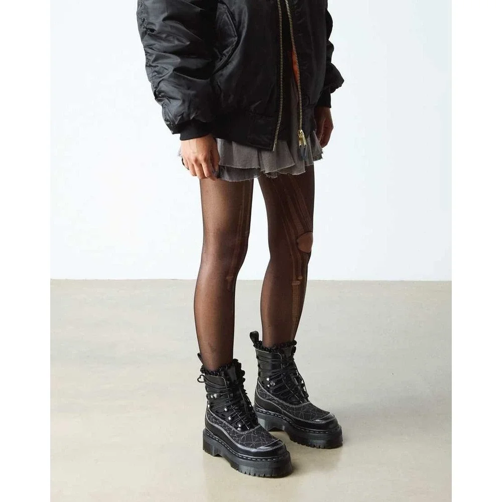 Unisex Size M8/W9 Dr. Martens Platform Boots Jadon Frill Smooth Leather Black